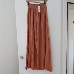 Michael Stars Gauze Wide Leg Terra Cotta Pants Size L Nwt